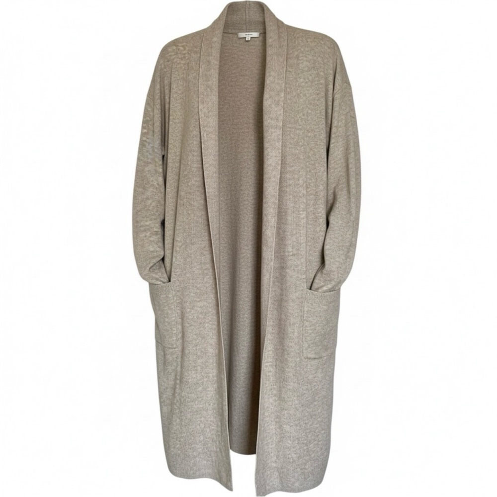 GAP Taupe Lightweight Long Cardigan M Tall | Open Front Duster Sweater Pockets